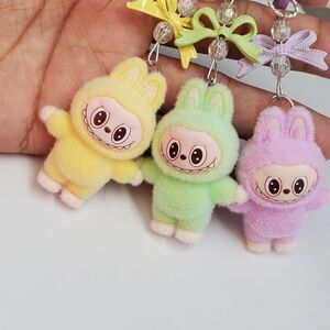 Adorable Labubu Inspiration Keychain in Yellow, Green, and Lilac
